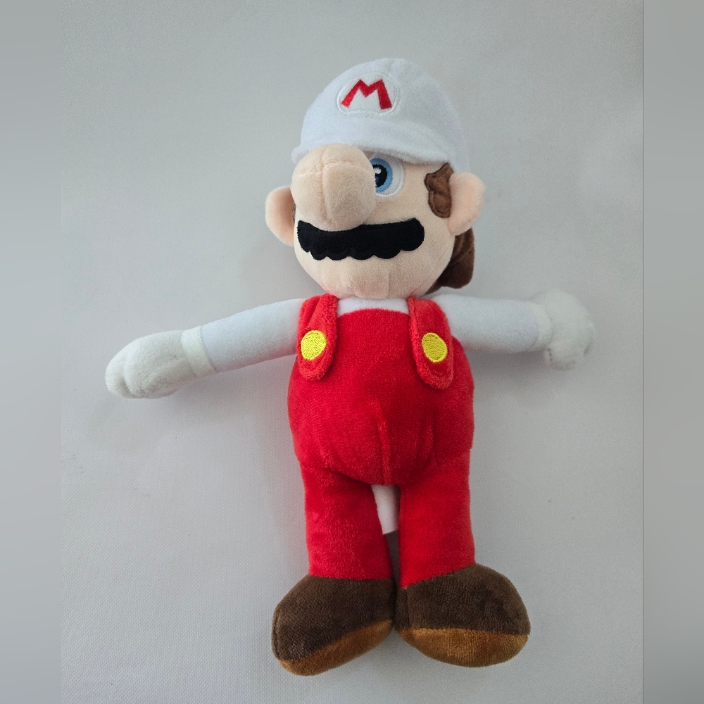 Nintendo Fire Mario Plush White Hat Red Overalls Super Mario Character Toy